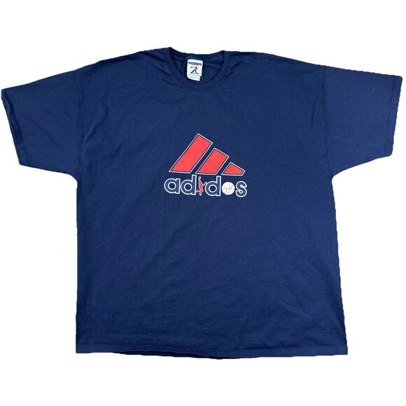 Vintage Y2K Adidas Basketball T-Shirt Blue Dunk Mens Size 3XL - Picture 1 of 6